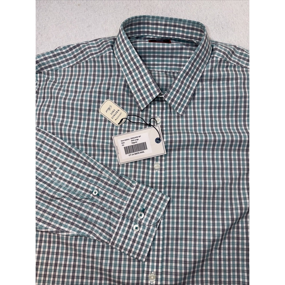 UNTUCKit Men Blue Plaid Relaxed Fit Wrinkle Free Drouhin LS Shirt 3XL NWT